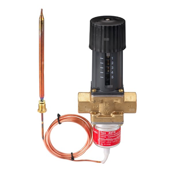 Regulator temperatury AVTB, PN 16, DN 15, 1.90 m³/h, 30 'C - 100 'C, 2.3 m, gwint wewnętrzny, kompletny