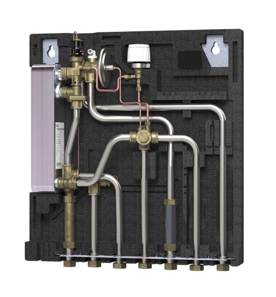 Danfoss EvoFlat FSS StS 3, w/bypass, w/1 CW meter, w/EPP front, w/circulation, w/safety valve, 51kW