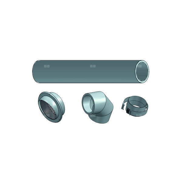 Zestaw przewodów EPE + uszczelki + kratki ścienne (wlot i odprowadzanie)