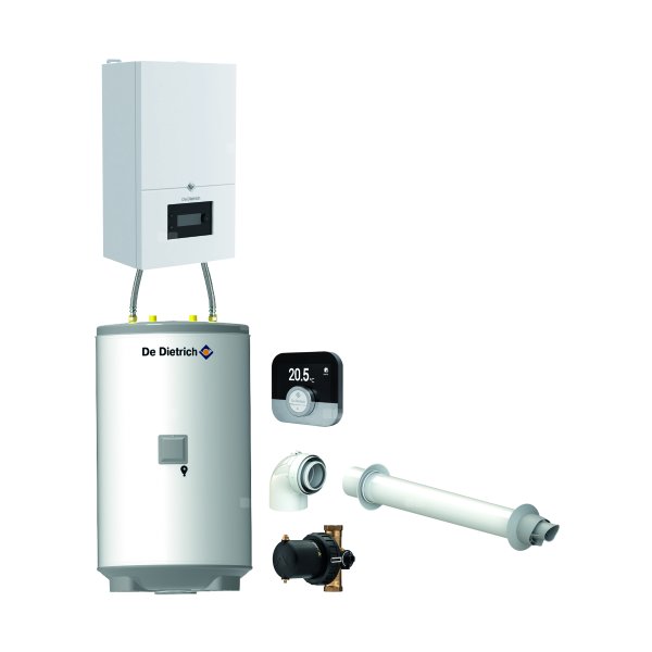Pakiet - Kocioł gazowy jednofunkcyjny DE DIETRICH MCR4 19 kondensacyjny wiszący 2.5 - 20.7 kW+ Zestaw powietrzno-spalinowyKoncentryczny PP/Alu fi 60/100 + RegulatorSMART TC + Zasobnik c.w.uAQUAvie125 + Filtr magnetyczny XS90