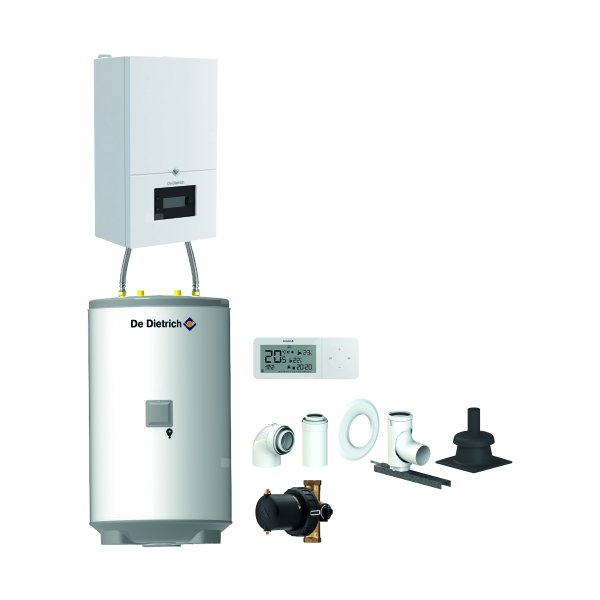 Pakiet - Kocioł gazowy jednofunkcyjny DE DIETRICH MCR4 32 kondensacyjny wiszący 3.8 - 34.9 kW + RegulatorAD248P + Zestaw powietrzno-spalinowy szachtowyBazowy PP/Alu fi 60/100 na fi 60 + Zasobnik c.w.uAQUAvie125 + Filtr magnetyczny XS90