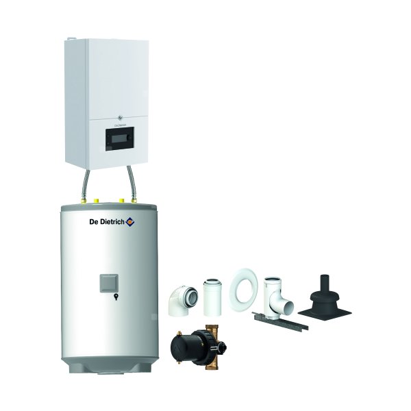 Pakiet - Kocioł gazowy jednofunkcyjny DE DIETRICH MCR4 32 kondensacyjny wiszący 3.8 - 34.9 kW + Zestaw powietrzno-spalinowy szachtowyBazowy PP/Alu fi 60/100 na fi 60 + Zasobnik c.w.uAQUAvie125 + Filtr magnetyczny XS90