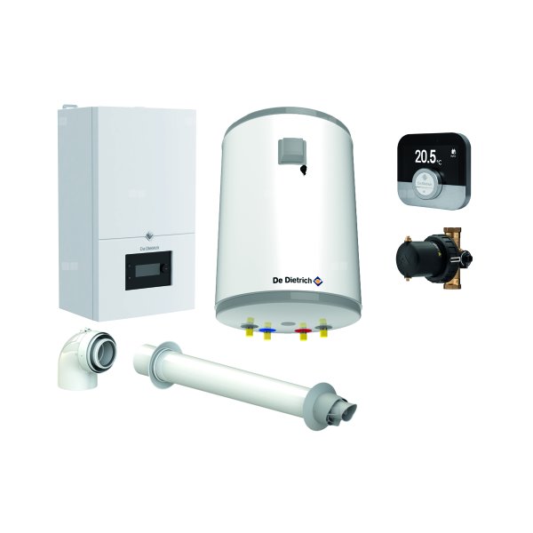 Pakiet - Kocioł gazowy jednofunkcyjny DE DIETRICH MCR4 19 kondensacyjny wiszący 2.5 - 20.7 kW+ Zestaw powietrzno-spalinowyKoncentryczny PP/Alu fi 60/100 + RegulatorSMART TC + Zasobnik c.w.uAQUAvie100 + Filtr magnetyczny XS90