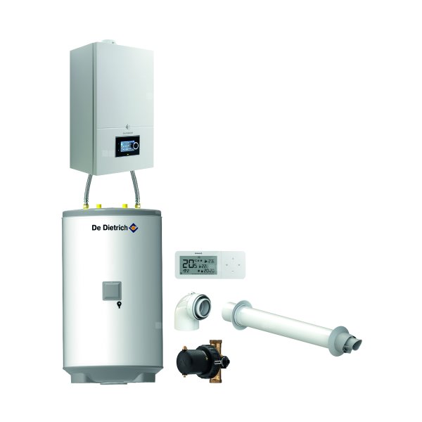 Pakiet - Kocioł gazowy jednofunkcyjny DE DIETRICH Virtuens Smart 15 kondensacyjny wiszący 2.6 - 16.3 kW+ Zestaw powietrzno-spalinowyKoncentryczny PP/Alu fi 60/100 + RegulatorAD248P + Zasobnik c.w.uAQUAvie125 + Filtr magnetyczny XS90 A