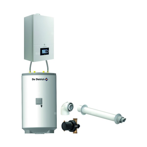 Pakiet - Kocioł gazowy jednofunkcyjny DE DIETRICH Virtuens Smart 15 kondensacyjny wiszący 2.6 - 16.3 kW+ Zestaw powietrzno-spalinowyKoncentryczny PP/Alu fi 60/100 + Zasobnik c.w.uAQUAvie125 + Filtr magnetyczny XS90 A