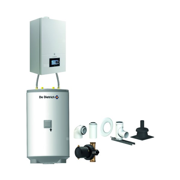 Pakiet - Kocioł gazowy jednofunkcyjny DE DIETRICH Virtuens Smart 24 kondensacyjny wiszący 3.3 - 26.1 kW + Zestaw powietrzno-spalinowy szachtowyBazowy PP/Alu fi 60/100 na fi 80 + Zasobnik c.w.uAQUAvie125 + Filtr magnetyczny XS90 A