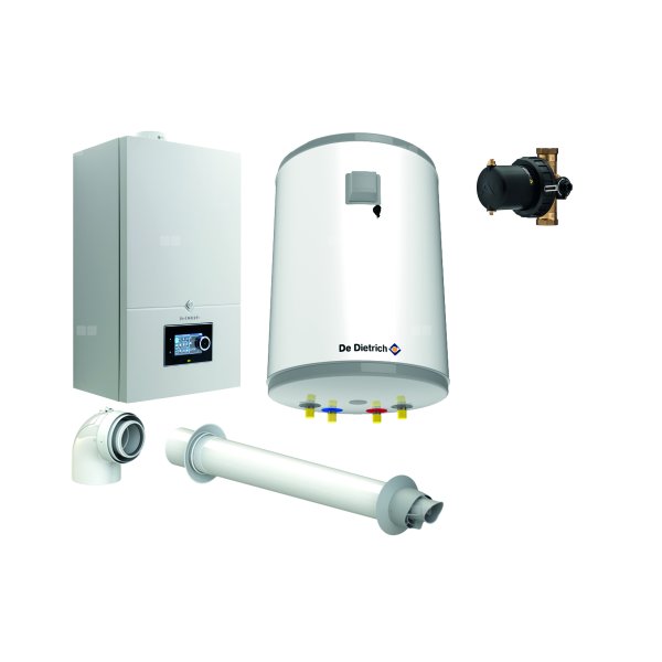 Pakiet - Kocioł gazowy jednofunkcyjny DE DIETRICH Virtuens Smart 15 kondensacyjny wiszący 2.6 - 16.3 kW+ Zestaw powietrzno-spalinowyKoncentryczny PP/Alu fi 60/100 + Zasobnik c.w.uAQUAvie100 + Filtr magnetyczny XS90 A