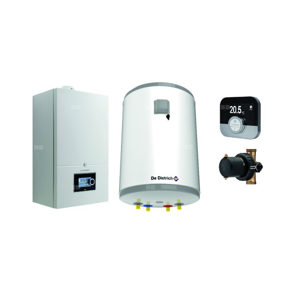 Pakiet - Kocioł gazowy jednofunkcyjny DE DIETRICH Virtuens Smart 24 kondensacyjny wiszący 3.3 - 26.1 kW + RegulatorSMART TC + Zasobnik c.w.uAQUAvie100 + Filtr magnetyczny XS90 A