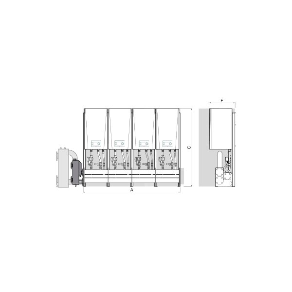 Zestaw kaskadowy wolnostojący w szeregu DE DIETRICH LV, maksymalna ilosć urządzeń: 4xAMC135-160