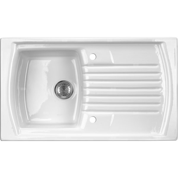 Zlew. lusitano ceramiczny biały 1k z/o 860x500x230, 3,5" + osprzęt