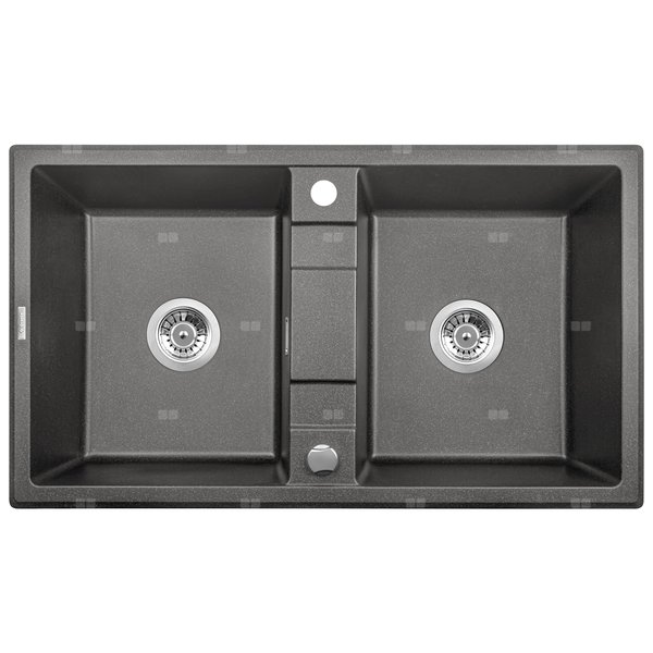 Zlew. eridan antracyt metalik granit 2k b/o 860x500x220, 3,5" + osprzęt space-saver click