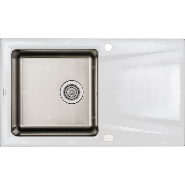 Zlew. prime alabaster granito-stal 860x500x220 3,5" + osprzęt space-saver