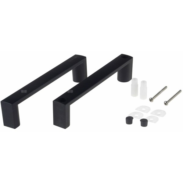 Kpl. uchwyt kwadratowy na 1 drzwi z logo, nero, rozstaw otworów montażowych 140 mm