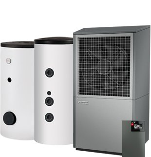 Pakiet - Pompa ciepła powietrzna powietrze-woda monoblok DIMPLEX MONO TBS 35 22.3 kW 400 V + Zasobnik c.w.u. WWSP 556 (500L) + Zasobnik buforowy PSW 200 (200L)