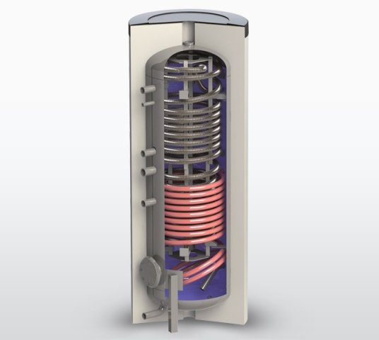 Zbiornik buforowy WGJ-B inox z wężownicą ze stali nierdzewnej do c.w.u. z izolacją termiczną, 1000 l