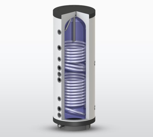 Wymiennik pionowy WGJ-S skay z wężownicą spiralną o pow. 3,7 m2 w izol. 100 mm, 1000 l