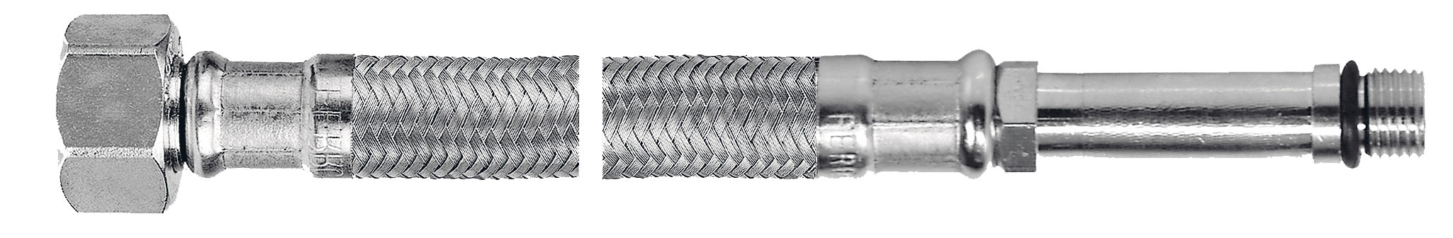 Wąż bateryjny w oplocie stalowym L-35 M10 x 3/8 długi