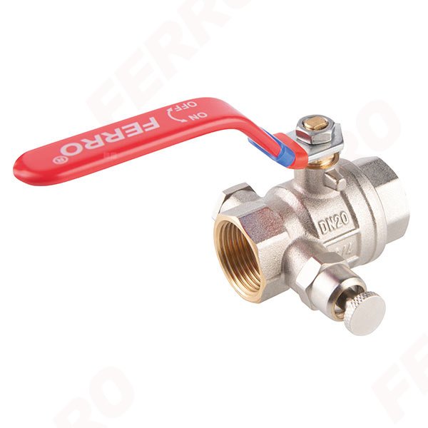 Zawór kulowy nakrętno-nakrętny z dźwignią, z odpowietrznikiem i korkiem, 1 1/2", F-Power