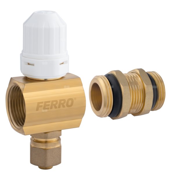 Zestaw przedłużający 1'' do rozdzielacza, z zaworem termostatycznym