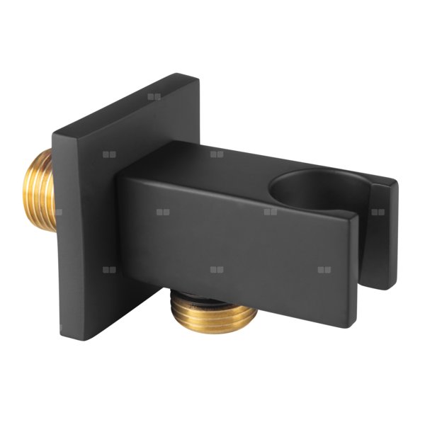 Przyłącze kątowe G1/2 do węża natryskowego, z uchwytem, czarny