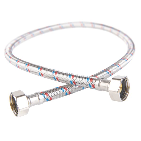 Wąż przyłączeniowy elastyczny FERRO z oplotem (stal), GW x GW, 1/2'' x 1/2'', długość 150 mm, z uszczelką