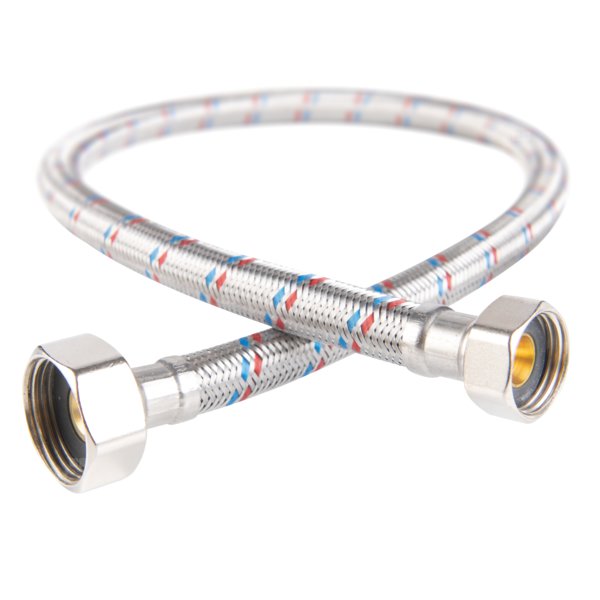 Wąż przyłączeniowy elastyczny FERRO z oplotem (stal), GW x GW, 1/2'' x 3/4'', długość 40 mm