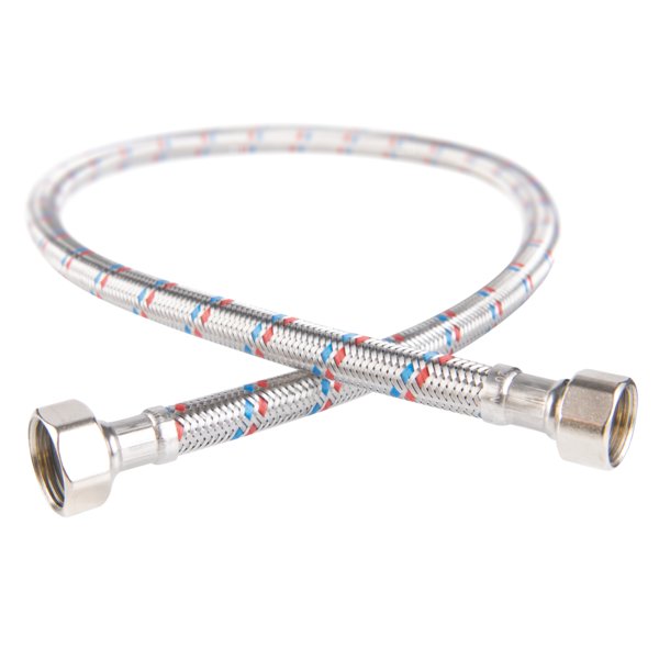 Wąż przyłączeniowy elastyczny FERRO z oplotem (stal), GW x GW, 1/2'' x 3/8'', długość 60 mm