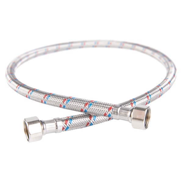 Wąż przyłączeniowy elastyczny FERRO z oplotem (stal), GW x GW, 3/8'' x 3/8'', długość 60 mm