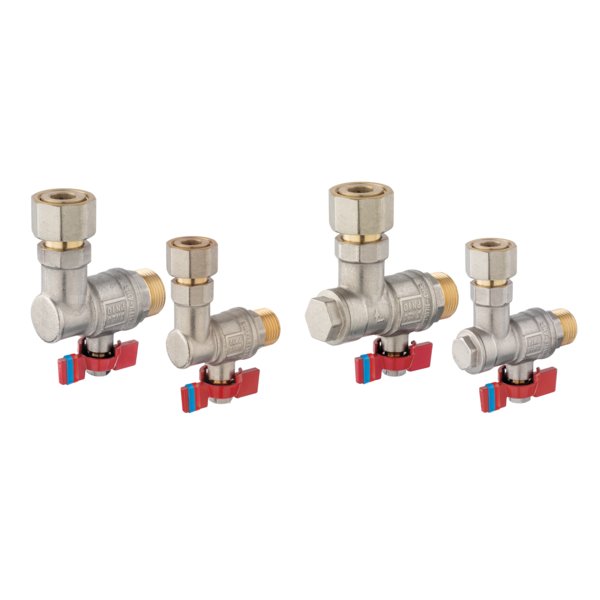 Zestaw zaworów kątowych pod kocioł 2-funkcyjny