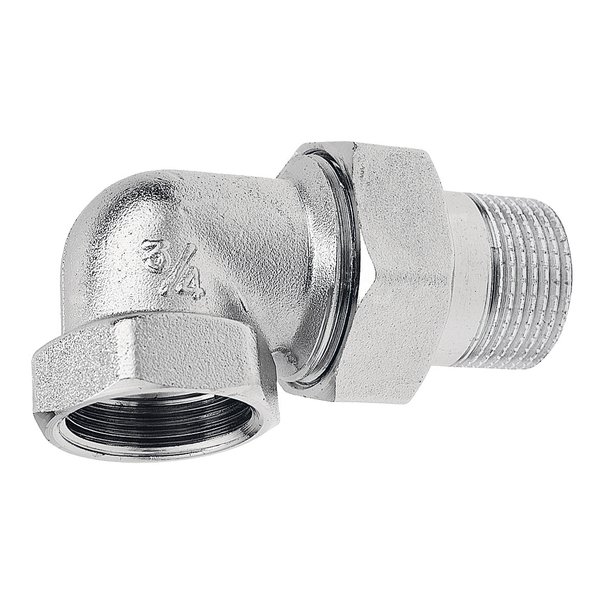 Śrubunek kątowy z uszczelką 90' FERRO, mosiądz (chrom), 1/2'' (GW x GZ)