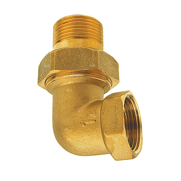 Śrubunek kątowy 90' FERRO, mosiądz (żółty), 1'' (GW x GZ)