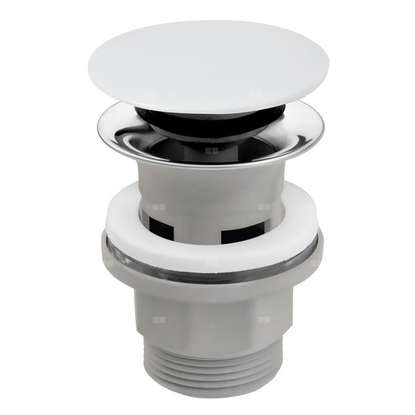 Zawór spustowy do umywalek z przelewem, polipropylen, korek ceramiczny, biały