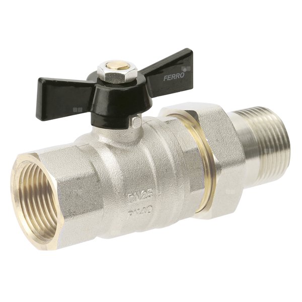 Zawór kulowy FERRO HERKULES 1/2'' GW x GZ, uchwyt: motylek