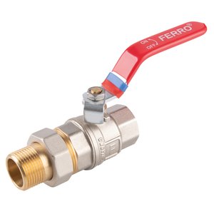 Zawór kulowy nakrętno-wkrętny z dźwignią, ze śrubunkiem, 1/2", F-Power
