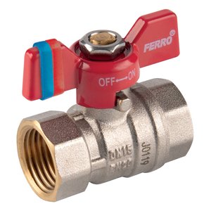 Kurek kulowy nakrętno-nakrętny z motylkiem, 1", F-Comfort