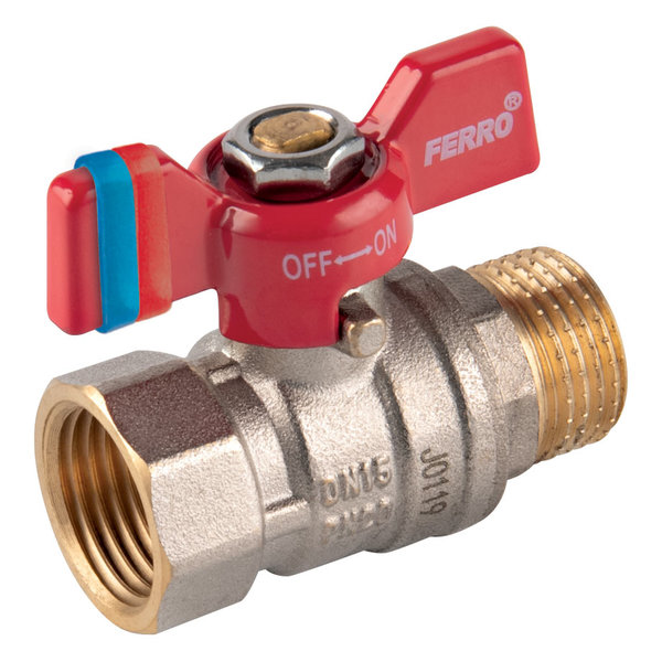 Zawór kulowy FERRO F-Comfort 1'' GW x GZ, uchwyt: motylek