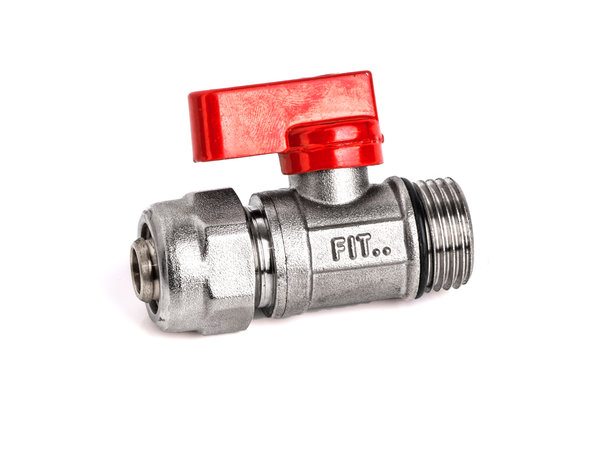 Zawór kulowy mini ze złączką PEX 1/2"x16 czerwony