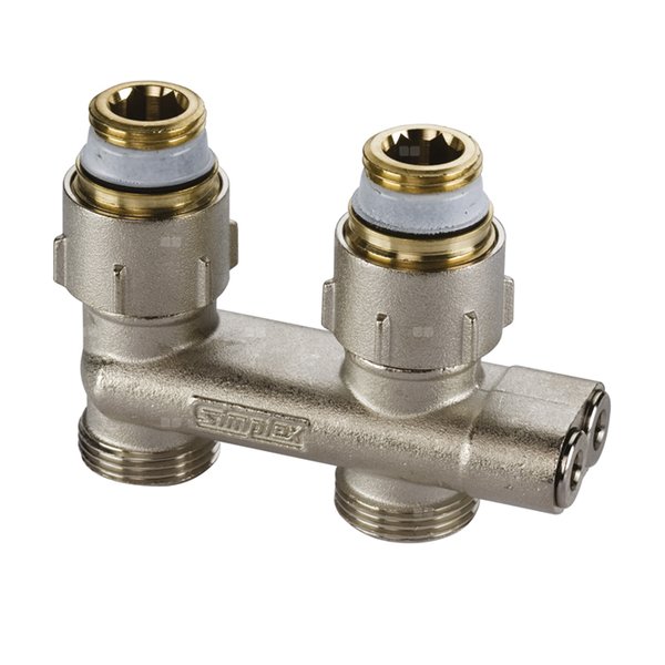 Moduł przyłączeniowy prosty FLAMCO MEIBES mosiądz (niklowanie) 1/2'' GZ x 3/4'' Eurokonus, rozstaw 50 mm do grzejników