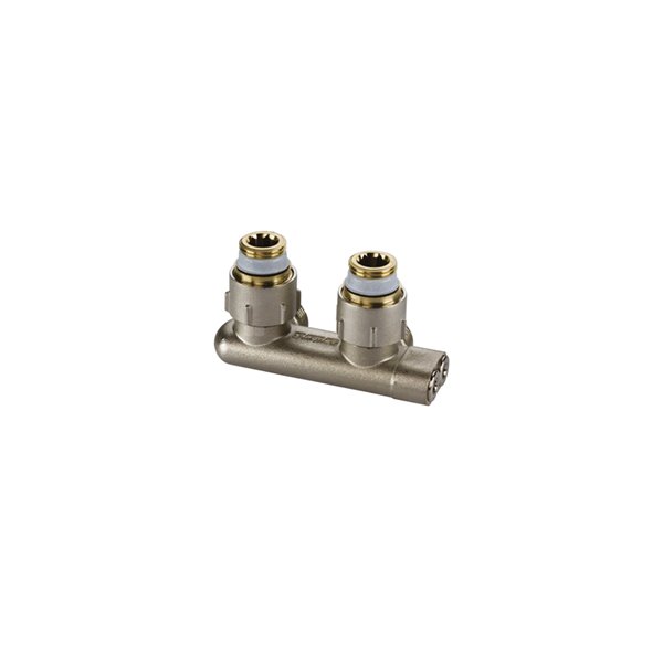 Moduł przyłączeniowy kątowy FLAMCO MEIBES mosiądz (niklowanie) 1/2'' GZ x 3/4'' Eurokonus, rozstaw 50 mm do grzejników