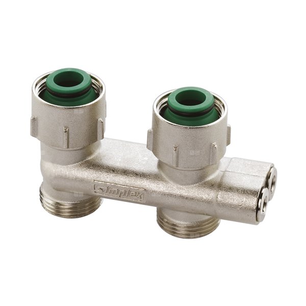 Moduł przyłączeniowy prosty FLAMCO MEIBES mosiądz (niklowanie) 3/4'' GW x 3/4'' Eurokonus, rozstaw 50 mm do grzejników