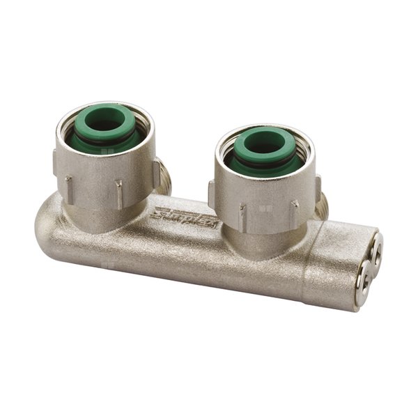 Moduł przyłączeniowy kątowy FLAMCO MEIBES mosiądz (niklowanie) 3/4'' GW x 3/4'' Eurokonus, rozstaw 50 mm do grzejników