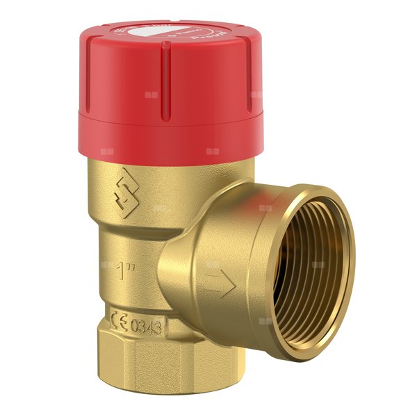 Zawór przelewowy kątowy (90') FLAMCO MEIBES Prescor mosiądz PN 16, 3.5 bar GW cylindryczny bspt-rp 1'' x 1 1/4''