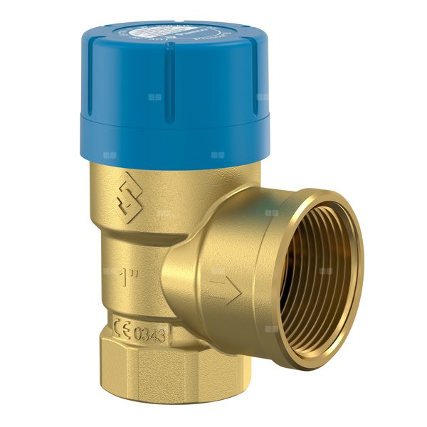 Zawór przelewowy kątowy (90') FLAMCO MEIBES Prescor B mosiądz, 10 bar GW cylindryczny bspt-rp 1'' x 1 1/4''