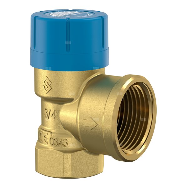Zawór przelewowy kątowy (90') FLAMCO MEIBES Prescor B mosiądz, 10 bar GW cylindryczny bspt-rp 3/4'' x 1''