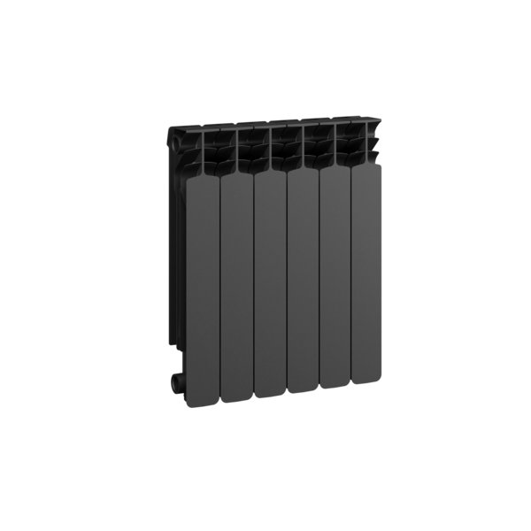 Grzejnik żeberkowy GAVIA 50 PLUS aluminium, podłączenie boczne 575 x 483 mm, kolor czarny, moc 704 W