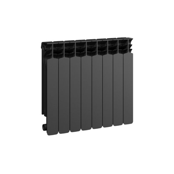 Grzejnik żeberkowy GAVIA 50 PLUS aluminium, podłączenie boczne 575 x 644 mm, kolor czarny, moc 938.6 W