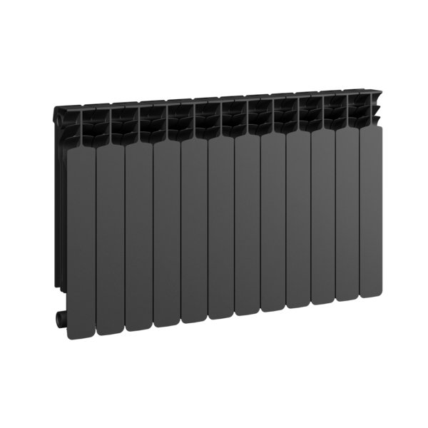 Grzejnik żeberkowy GAVIA 50 PLUS aluminium, podłączenie boczne 575 x 966 mm, kolor czarny, moc 1408 W