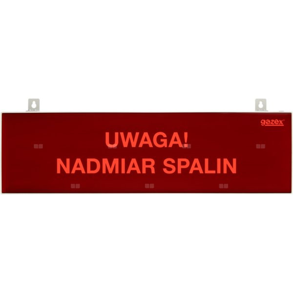 tablica ostrzegawcza dwustronna "UWAGA! NADMIAR SPALIN", podświetlenie czerwone LED, wbudowana cicha syrenka, zasilanie 12/24V