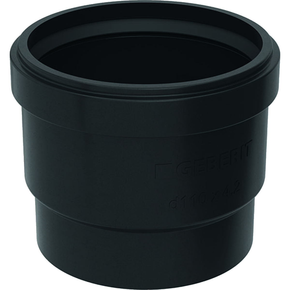 Kielich GEBERIT HDPE, PE / PE (czarny), 110 mm (króciec x mufa wciskowa), 10.5 mm z uszczelką