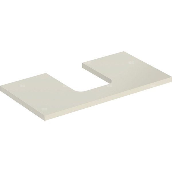 Blat pod umywalkę Geberit ONE z wycięciem, do umywalki nablatowej w kształcie misy: B=74.6cm, Piaskowy szary, Lakierowany na wysoki połysk, Przekrój=Na środku